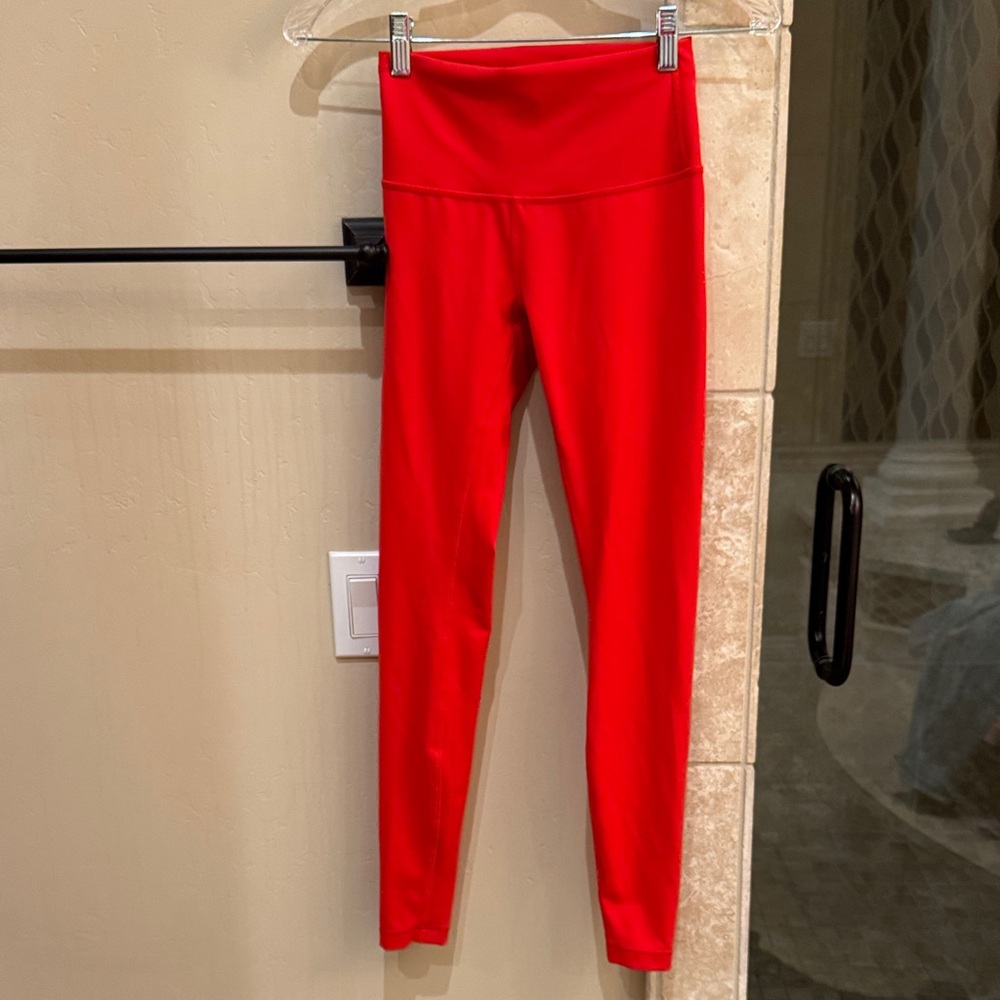 Vibrant Red High-Waisted Lululemon Leggings